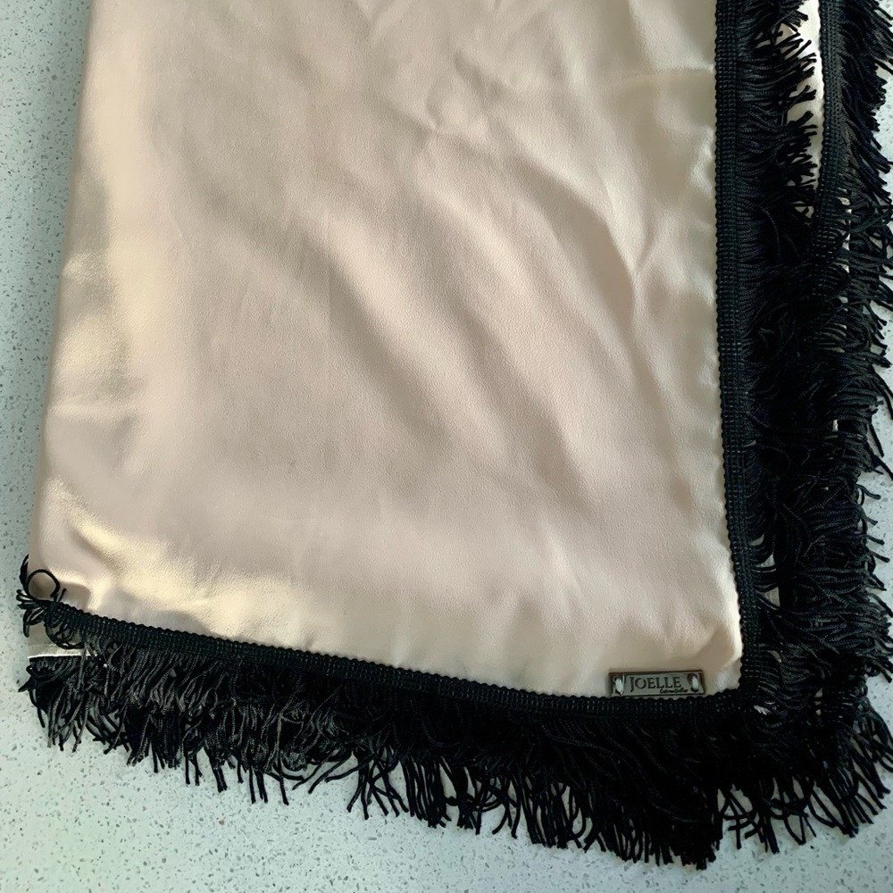 Cream and Black Fringe Scarf
